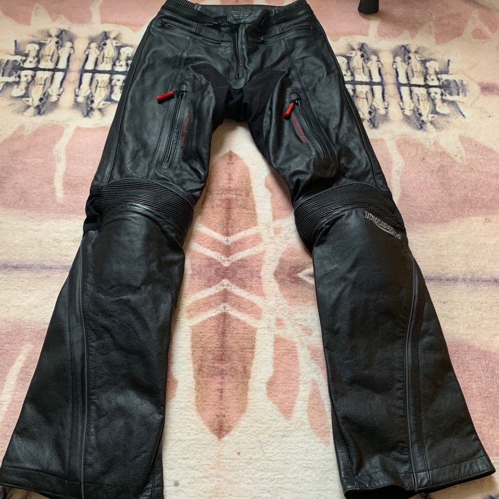 Leather Triumph motorcycle pants